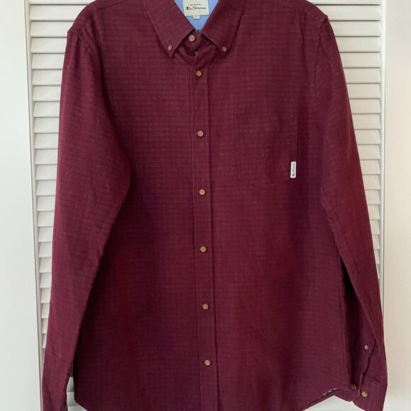 Ben Sherman Button Down Shirt, Red Flannel, Size L - Picture 1 of 3